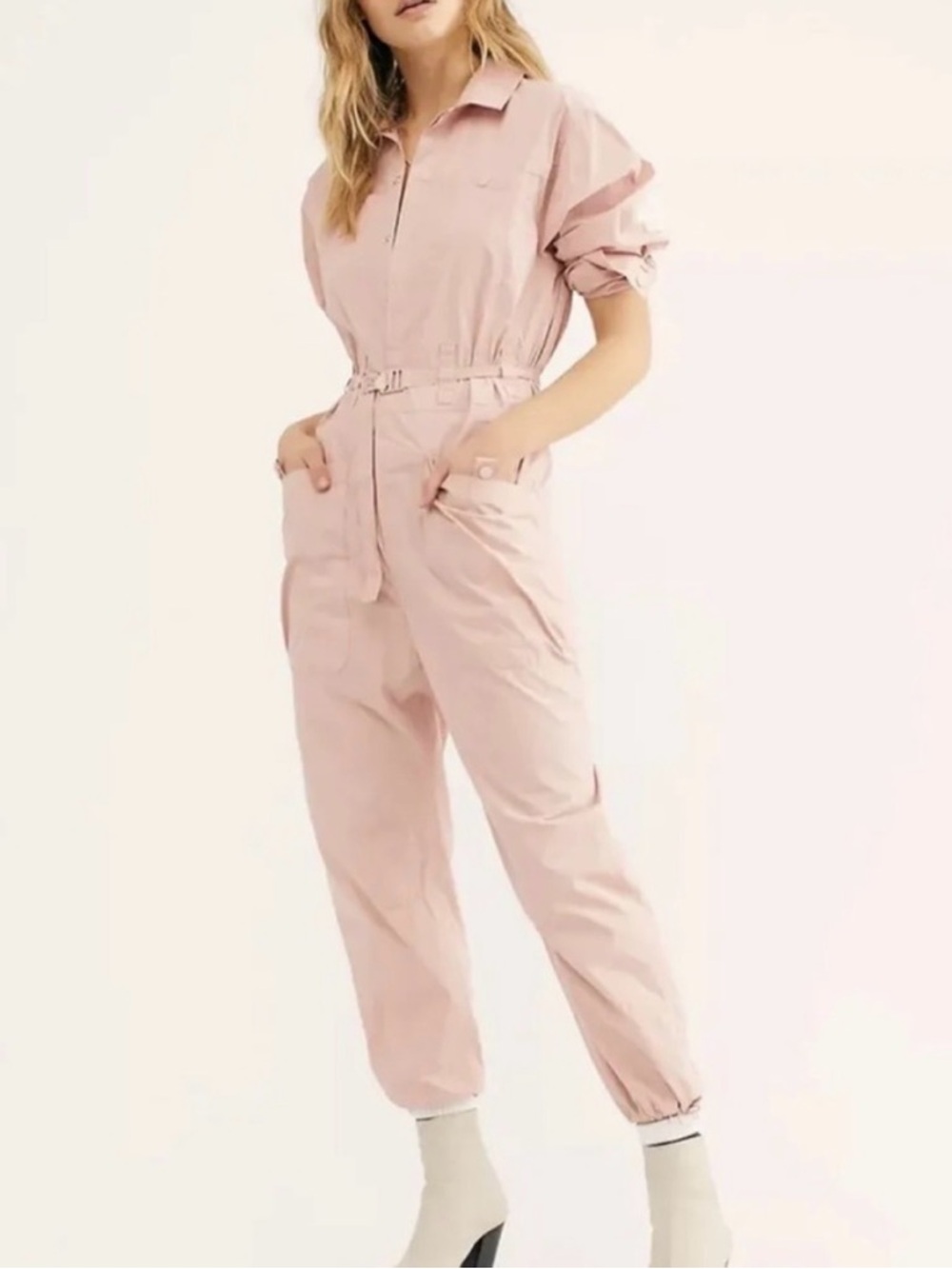 Free People High Speeds One Piece Jumpsuit Barbie Core Medium Button Front